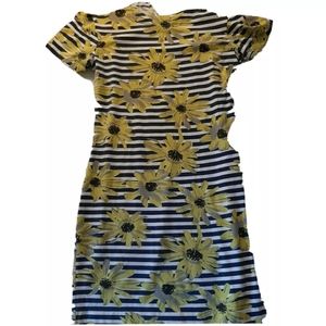 Navy Striped Dress with Yellow Flowers